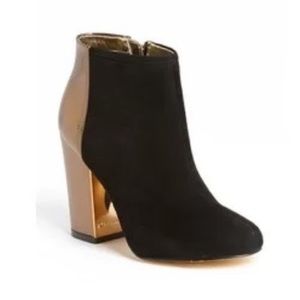 Ted baker leather and suede black and gold booties size 39.5